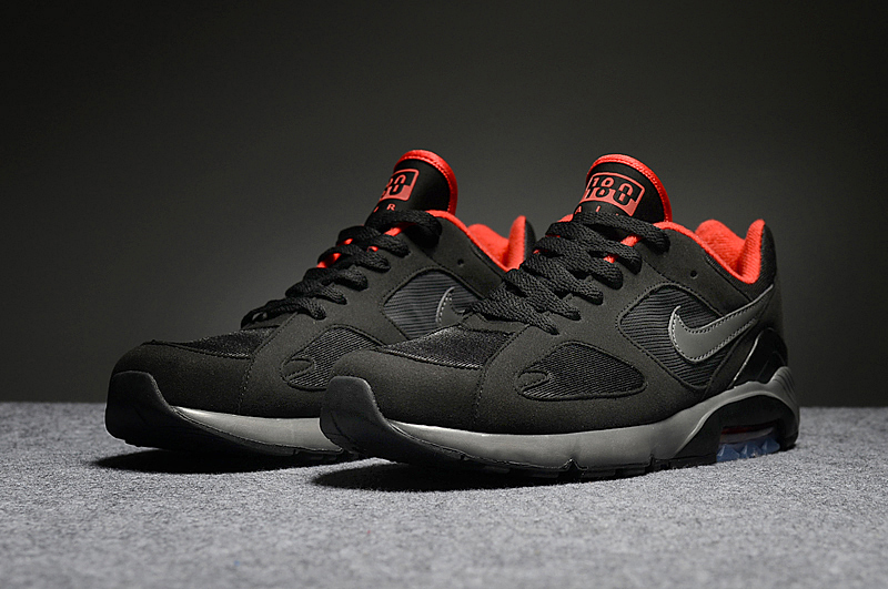 Men's Nike Air Max 180 Black Red Running Shoes - Click Image to Close